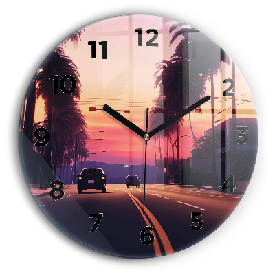 Coucher de soleil à Los Angeles Horloge ronde 60 cm