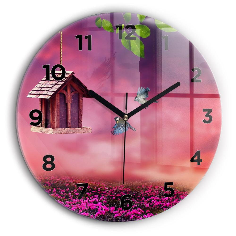 Maison d'oiseau Horloge ronde murale 60 cm