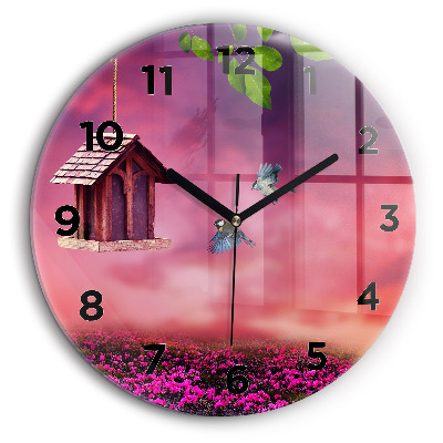 Maison d'oiseau Horloge ronde murale 60 cm