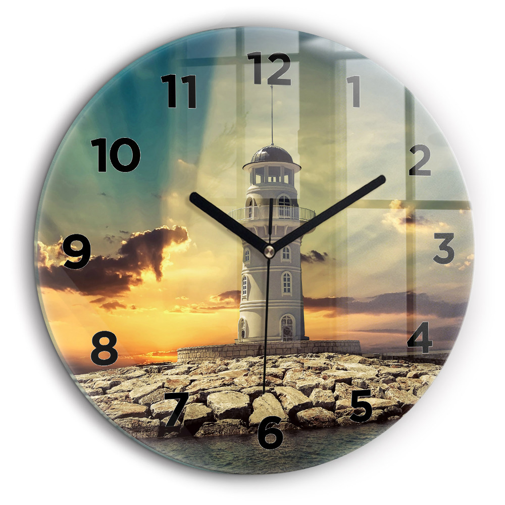Phare sur l'eau Pendule murale ronde 60 cm