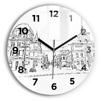 Illustration de la ville de Poznan Horloge ronde murale 60 cm