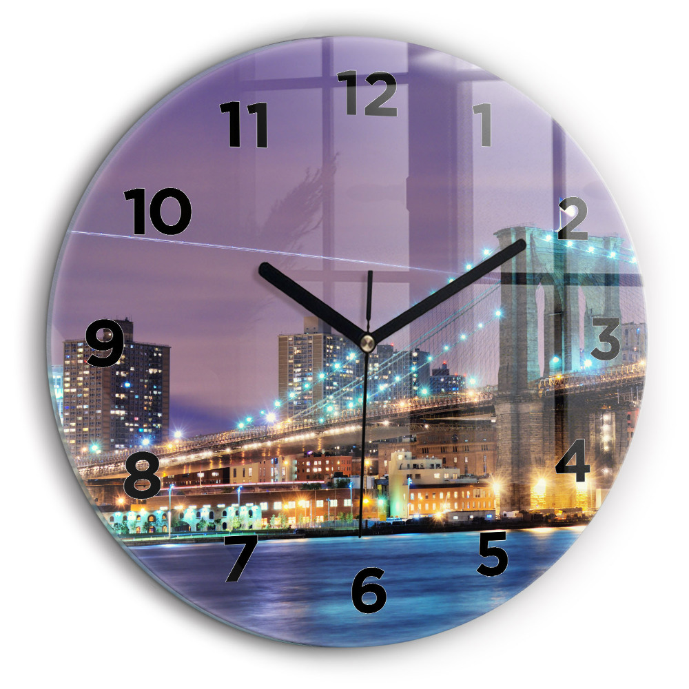 Pont de Brooklyn et East River Horloge ronde 60 cm