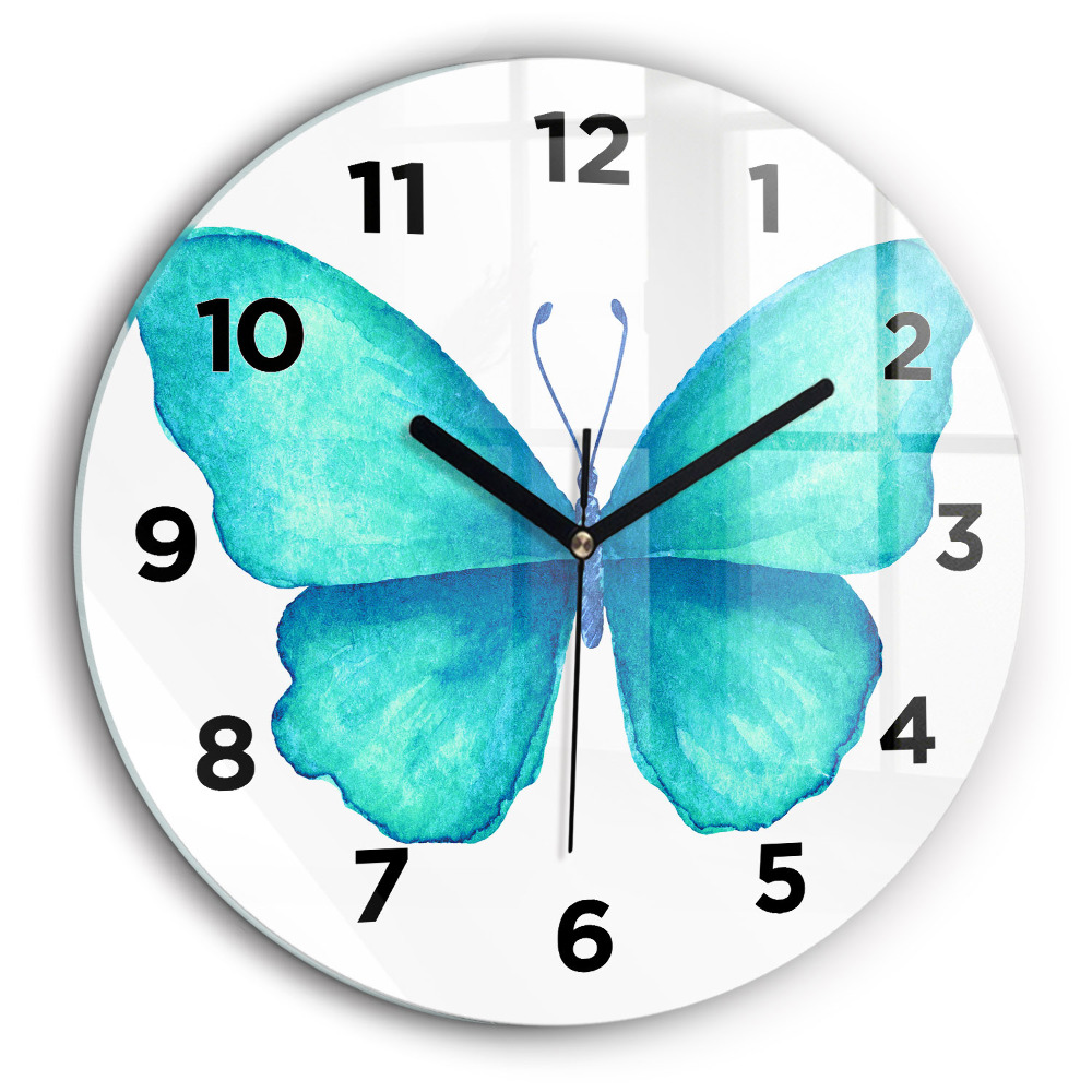 Papillon d'été turquoise Horloge ronde 60 cm