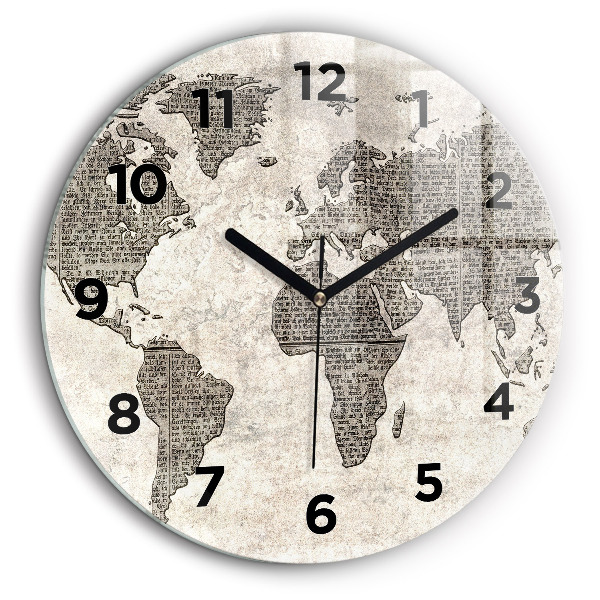 Journal de la carte du monde Horloge ronde en verre 60 cm