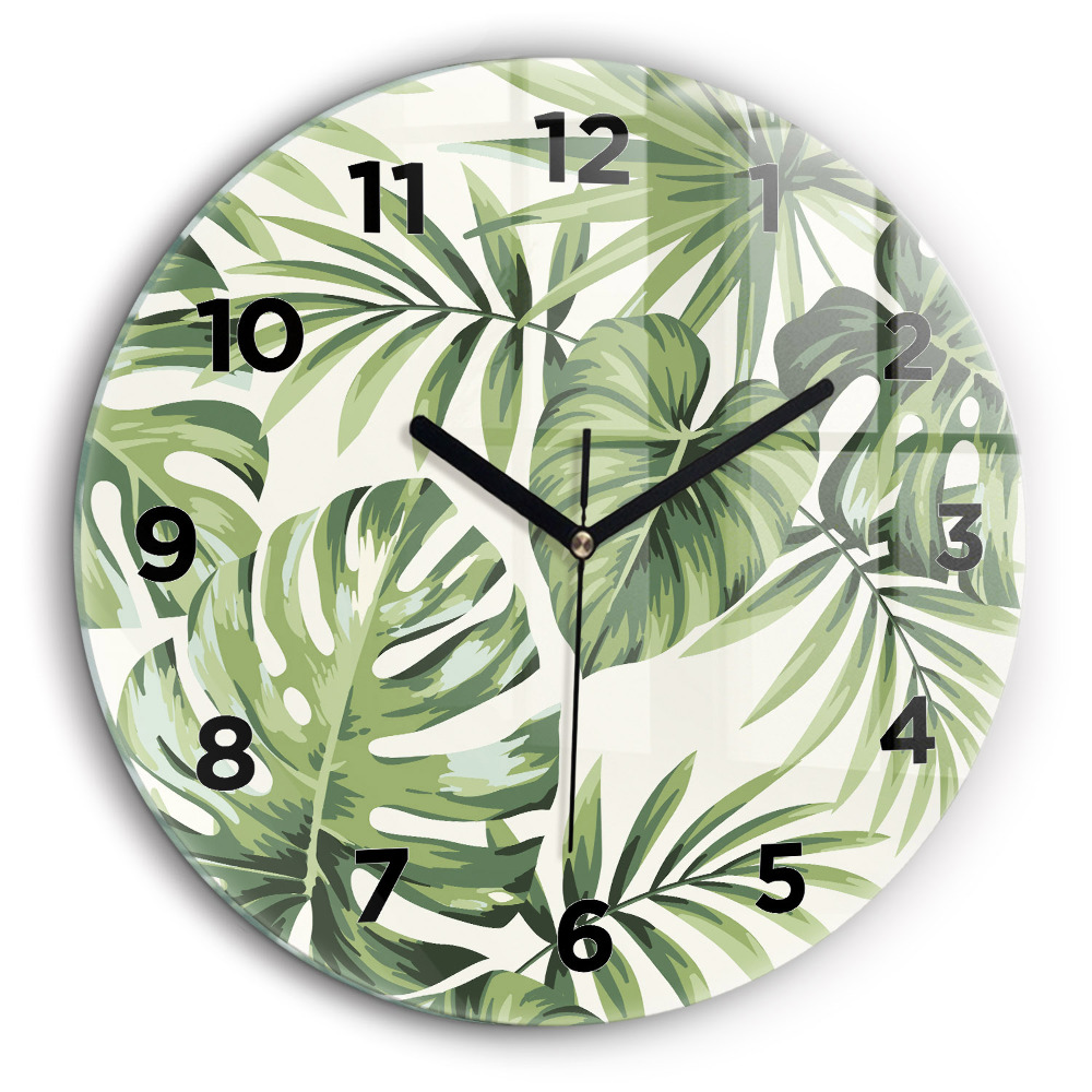 Motif tropical Horloge ronde en verre 60 cm