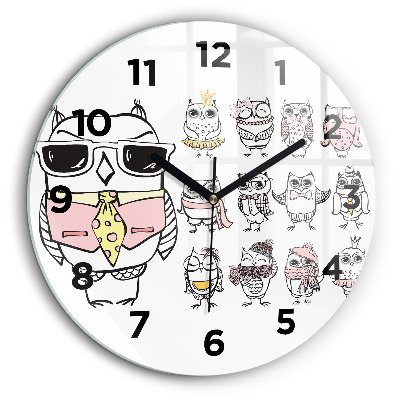 Affiche vintage avec des hiboux Horloge ronde murale 60 cm