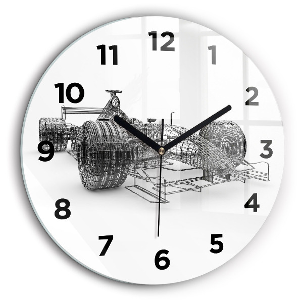 Structure d'une voiture de F1 Horloge ronde en verre 60 cm