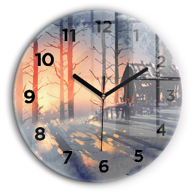 Paysage hivernal d'arbres Horloge ronde 60 cm