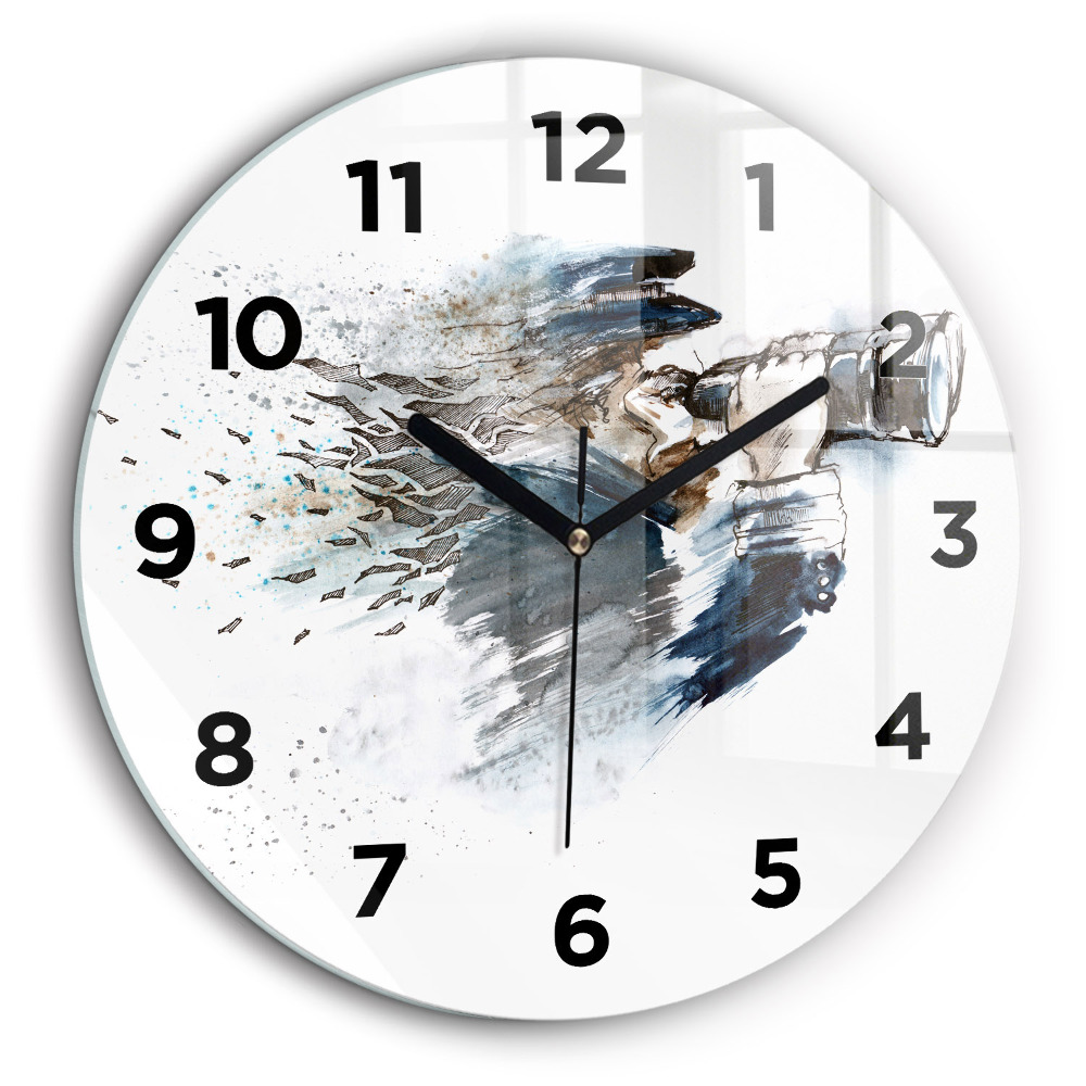 Capitaine avec jumelles Horloge ronde en verre 60 cm