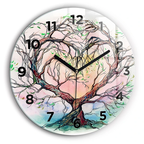 Cœur d'arbre de la nature Horloge ronde en verre 60 cm