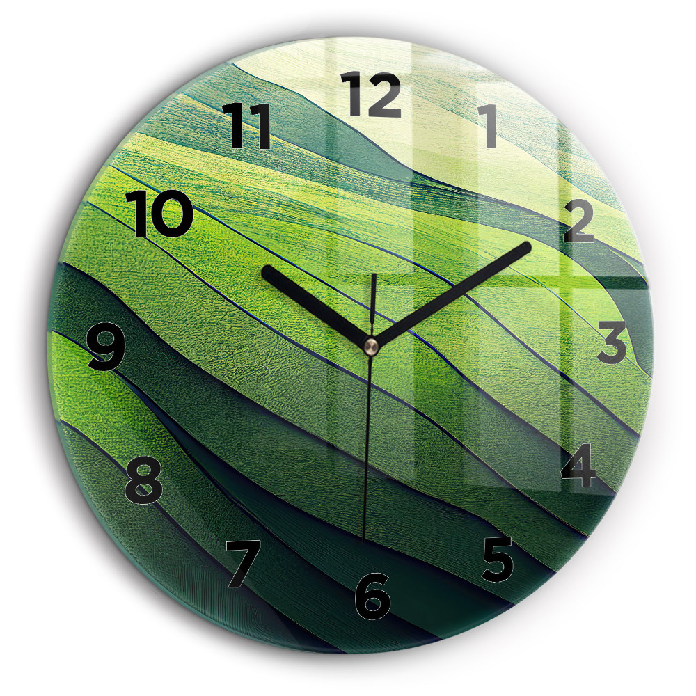 Champs verts abstraits Horloge ronde en verre 60 cm