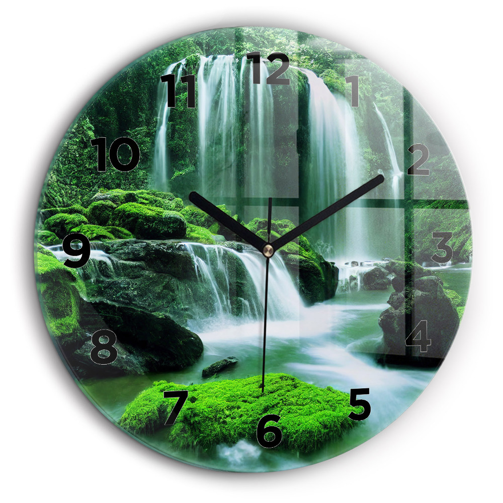 Cascade dans la mousse Horloge ronde murale 60 cm
