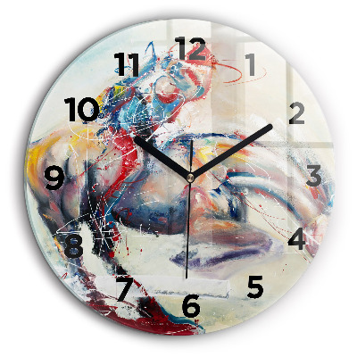 Illustration de chevaux au galop Horloge ronde 60 cm