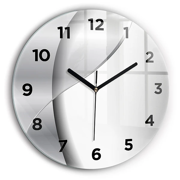 Abstraction argentée Horloge ronde en verre 60 cm