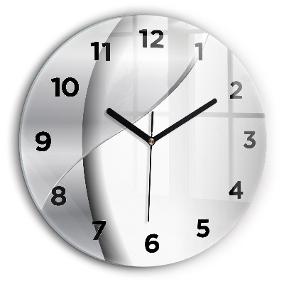 Abstraction argentée Horloge ronde en verre 60 cm