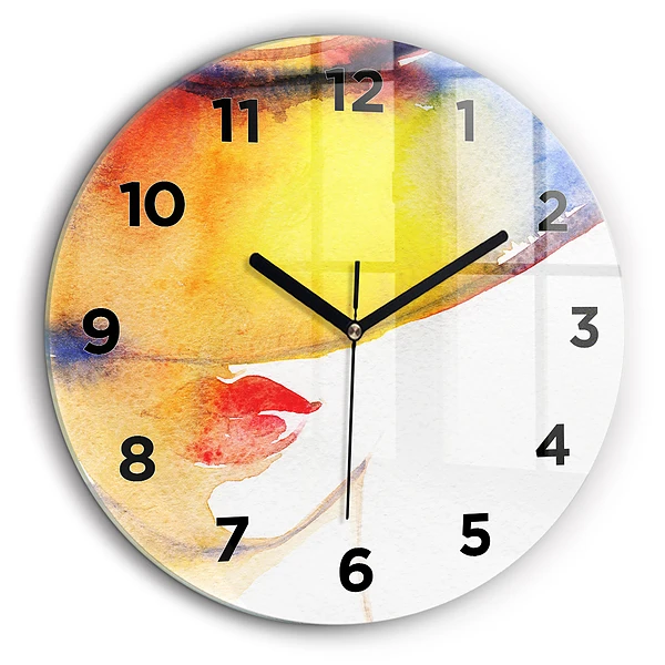 Femme avec un chapeau Horloge ronde 60 cm