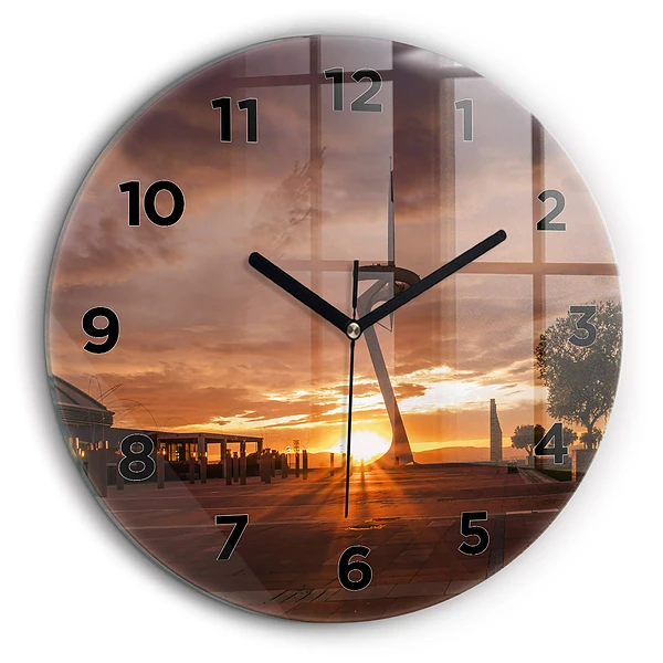 Parc olympique de Barcelone Horloge ronde en verre 60 cm