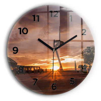 Parc olympique de Barcelone Horloge ronde en verre 60 cm