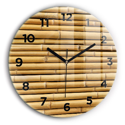 Poteaux en bambou Horloge ronde en verre 60 cm