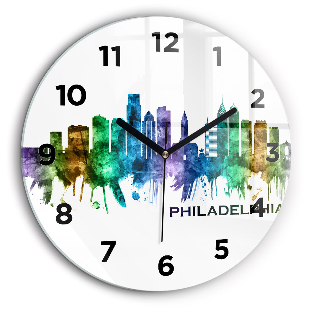 Philadelphie colorée Pendule murale ronde 60 cm
