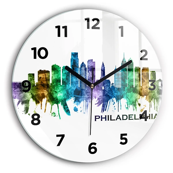 Philadelphie colorée Pendule murale ronde 60 cm