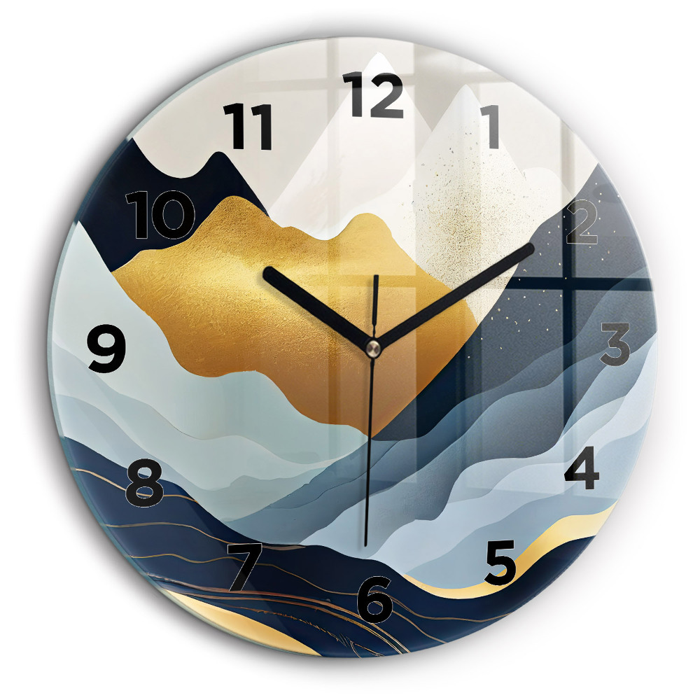 Montagnes abstraites Horloge ronde en verre 60 cm