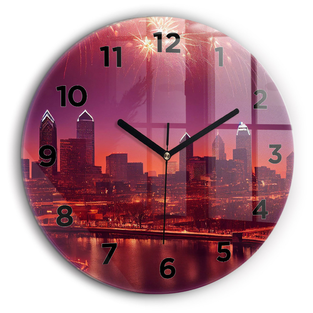 Ville de Philadelphie la nuit Pendule murale ronde 60 cm