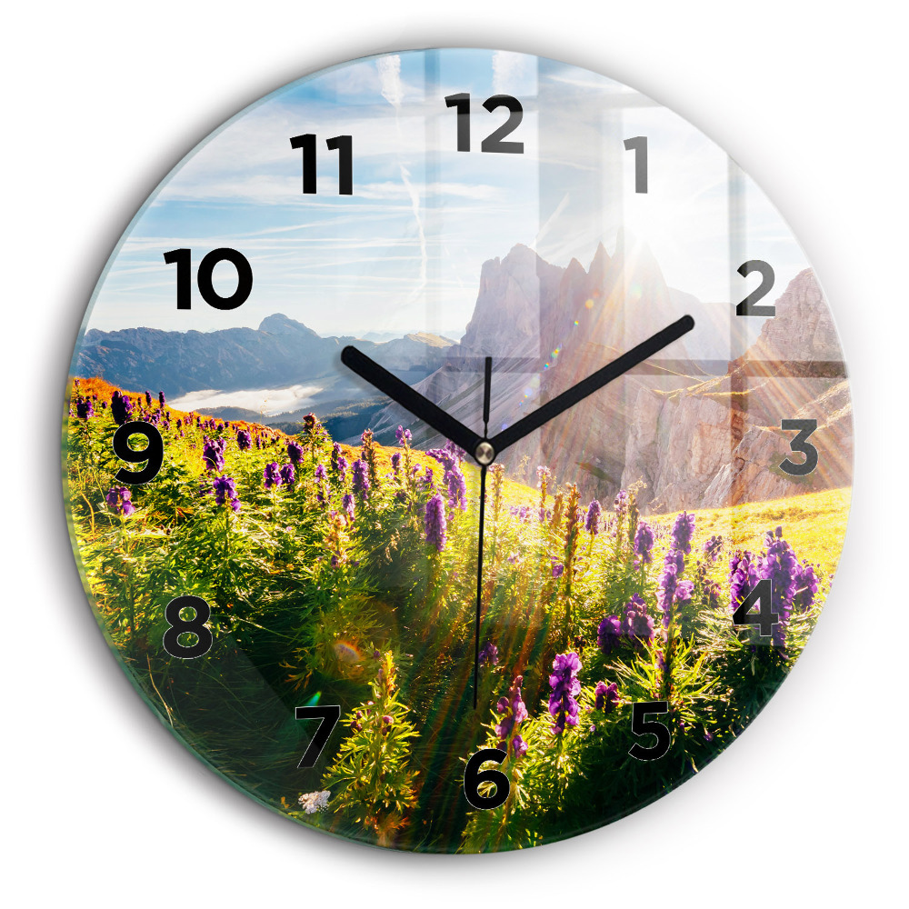 Prairie de lavande Horloge ronde en verre 60 cm