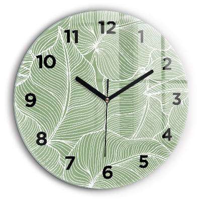 Motif de feuilles dans la nature Horloge ronde en verre 60 cm
