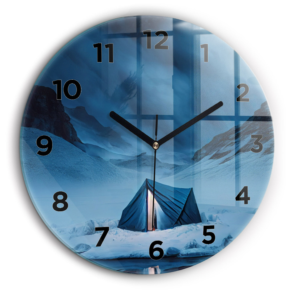 Tente dans les montagnes d'Islande Horloge ronde murale 60 cm