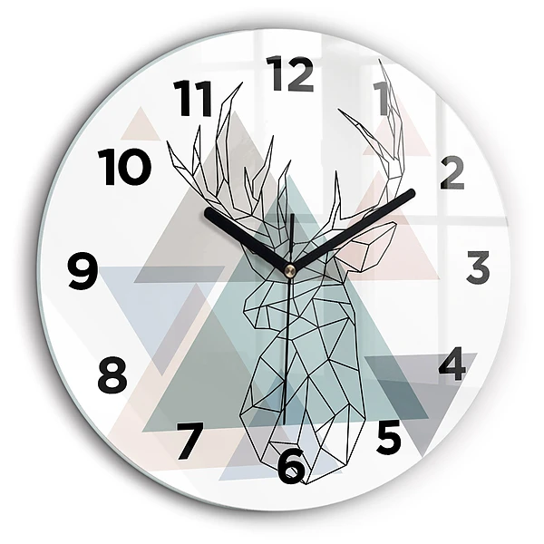 Renne style scandinave Horloge ronde en verre 60 cm