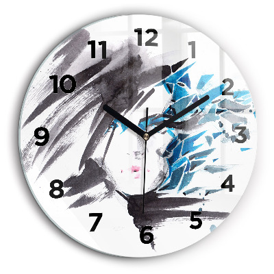Visage abstrait d'une femme Horloge ronde 60 cm