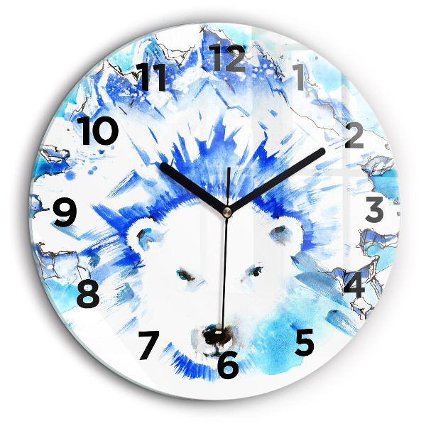 Ours sur fond de glace Pendule murale ronde 60 cm