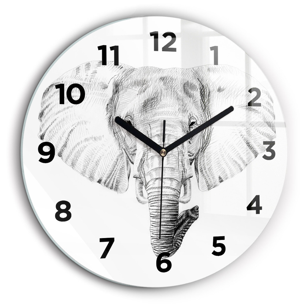 Tête d'éléphant graphique Horloge ronde 60 cm