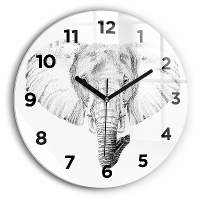 Tête d'éléphant graphique Horloge ronde 60 cm
