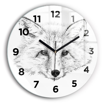 Tête de renard graphique Pendule murale ronde 60 cm