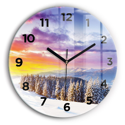 Paysage de montagne hivernal Horloge ronde murale 60 cm