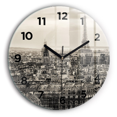 Panorama de Paris Horloge ronde en verre 60 cm