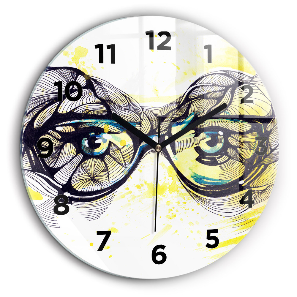 Yeux dans des lunettes Horloge ronde murale 60 cm