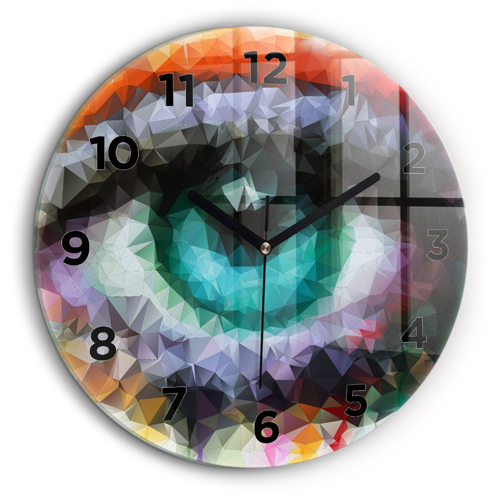 Œil humain coloré Horloge ronde en verre 60 cm