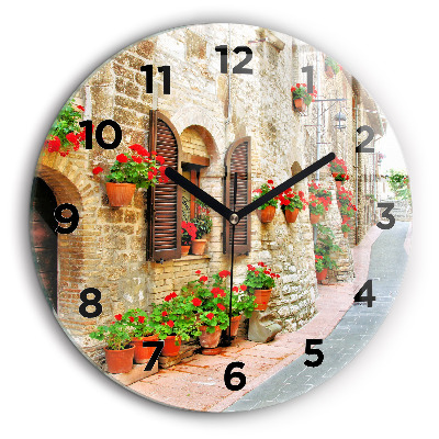 Rue pittoresque Pendule murale ronde 60 cm