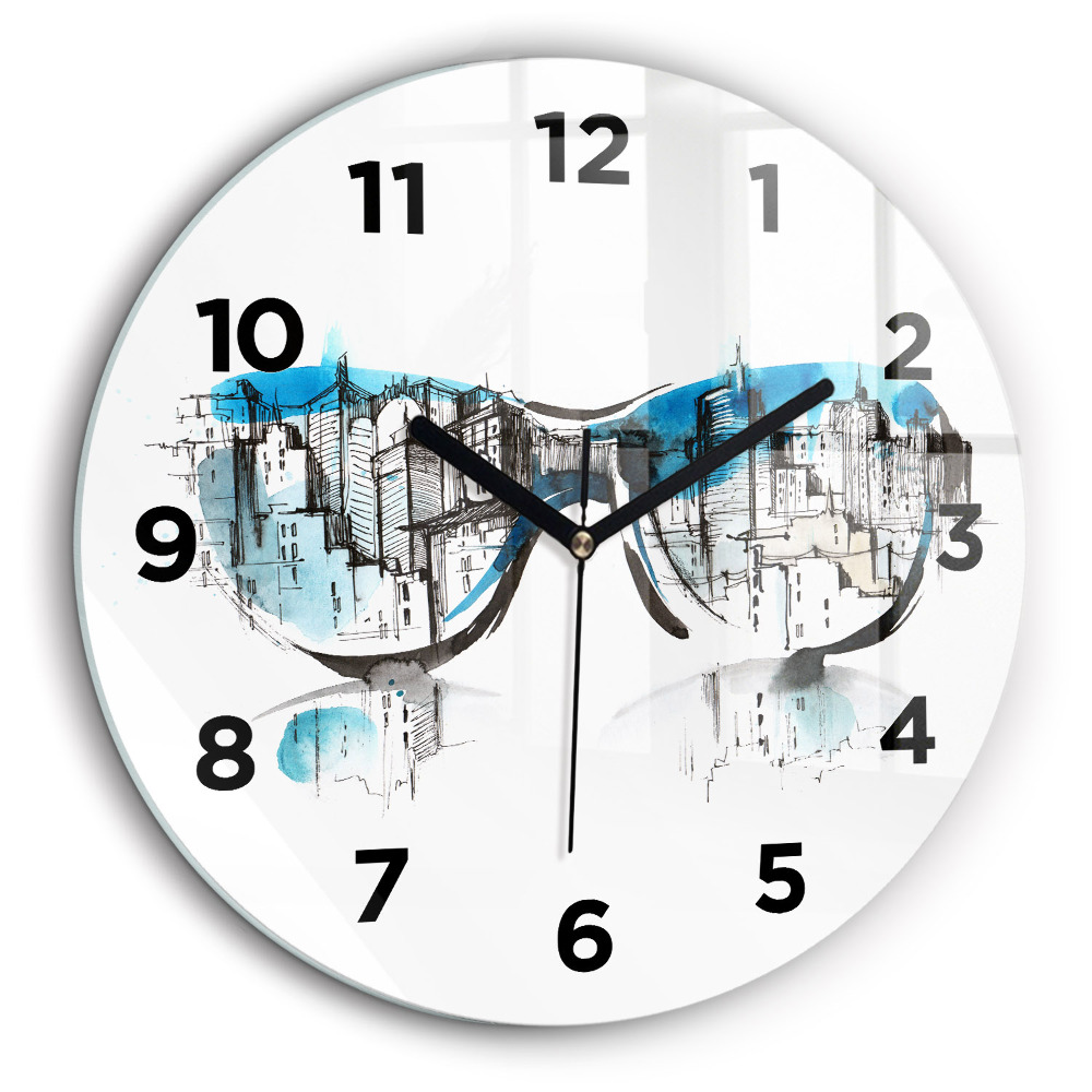 La ville en lunettes Horloge ronde murale 60 cm