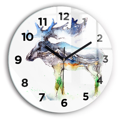 Orignal et paysage de montagne Horloge ronde 60 cm