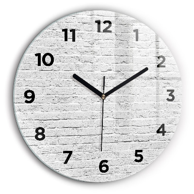 Mur de briques claires Horloge ronde en verre 60 cm