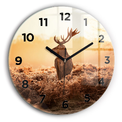 Cerf au lever du soleil Horloge ronde murale 60 cm