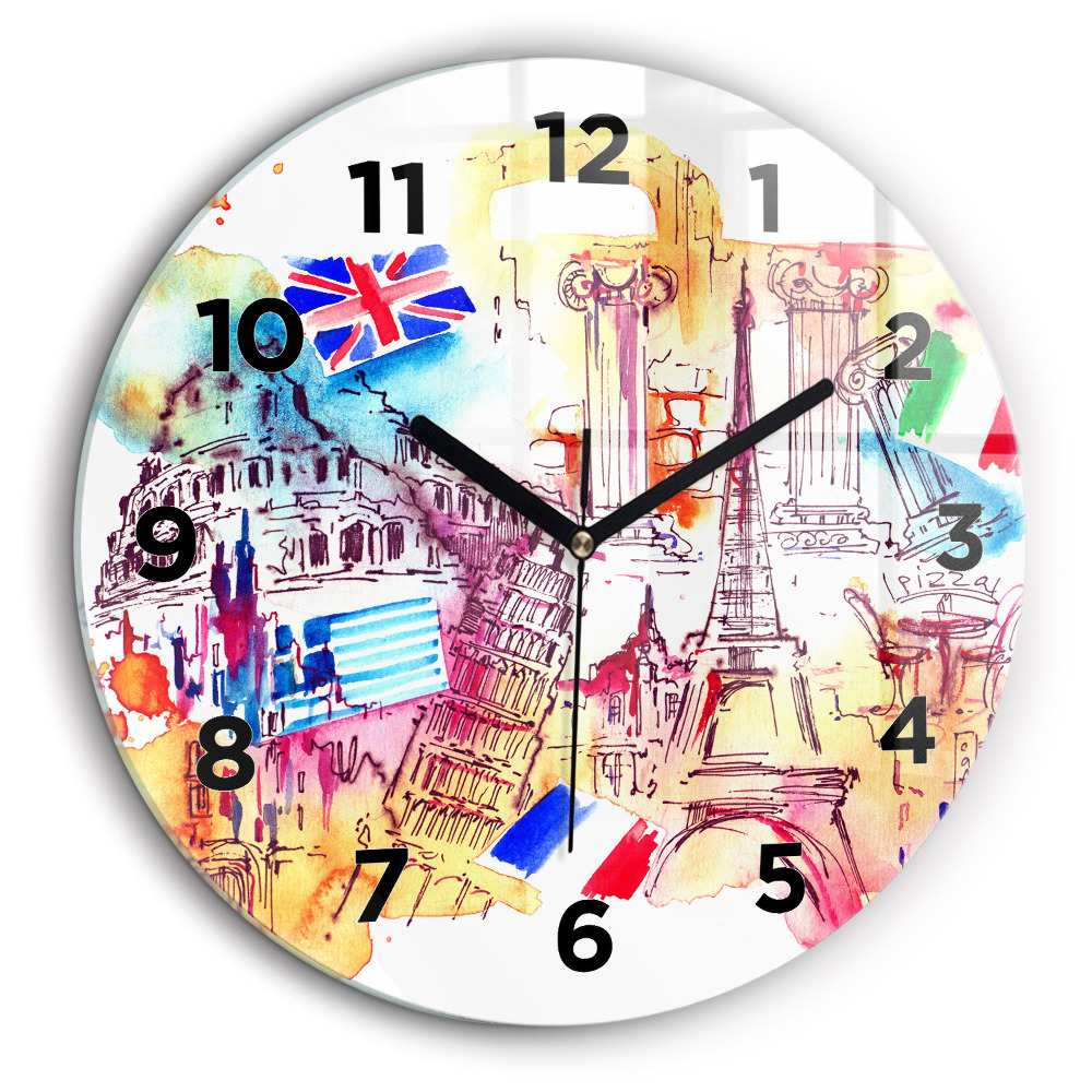 Pays attrayants du monde Horloge ronde en verre 60 cm