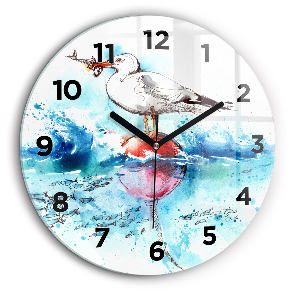 Mouette peinte Horloge ronde 60 cm