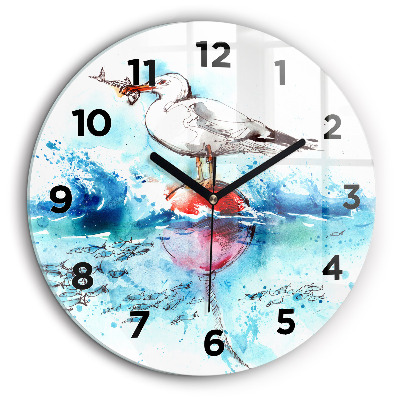 Mouette peinte Horloge ronde 60 cm