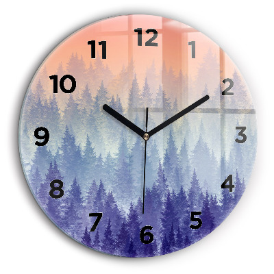 Forêt dans la brume Pendule murale ronde 60 cm