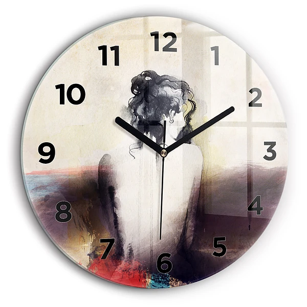Portrait abstrait d'une femme Pendule murale ronde 60 cm
